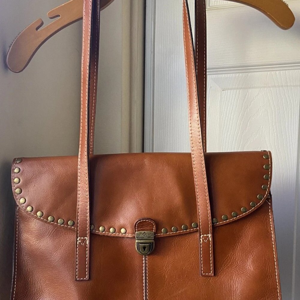 Patricia Nash Leather Studded Satchel Verbania REDUCED - Picture 4 of 6